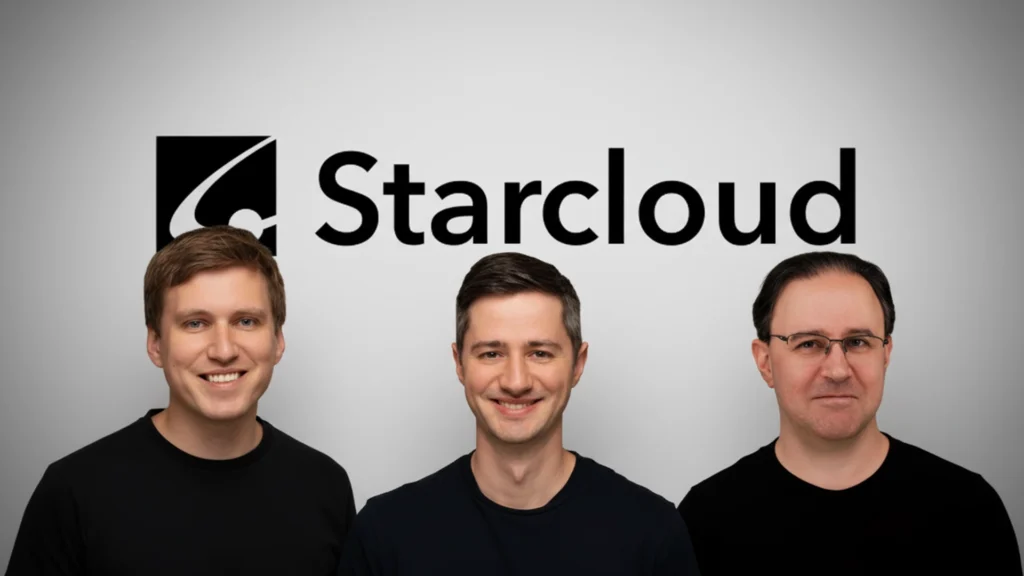 Founders of Starcloud – Tumisang Bogwasi Portrait of Starcloud co-founders Philip Johnston, Ezra Feilden, and Adi Oltean.