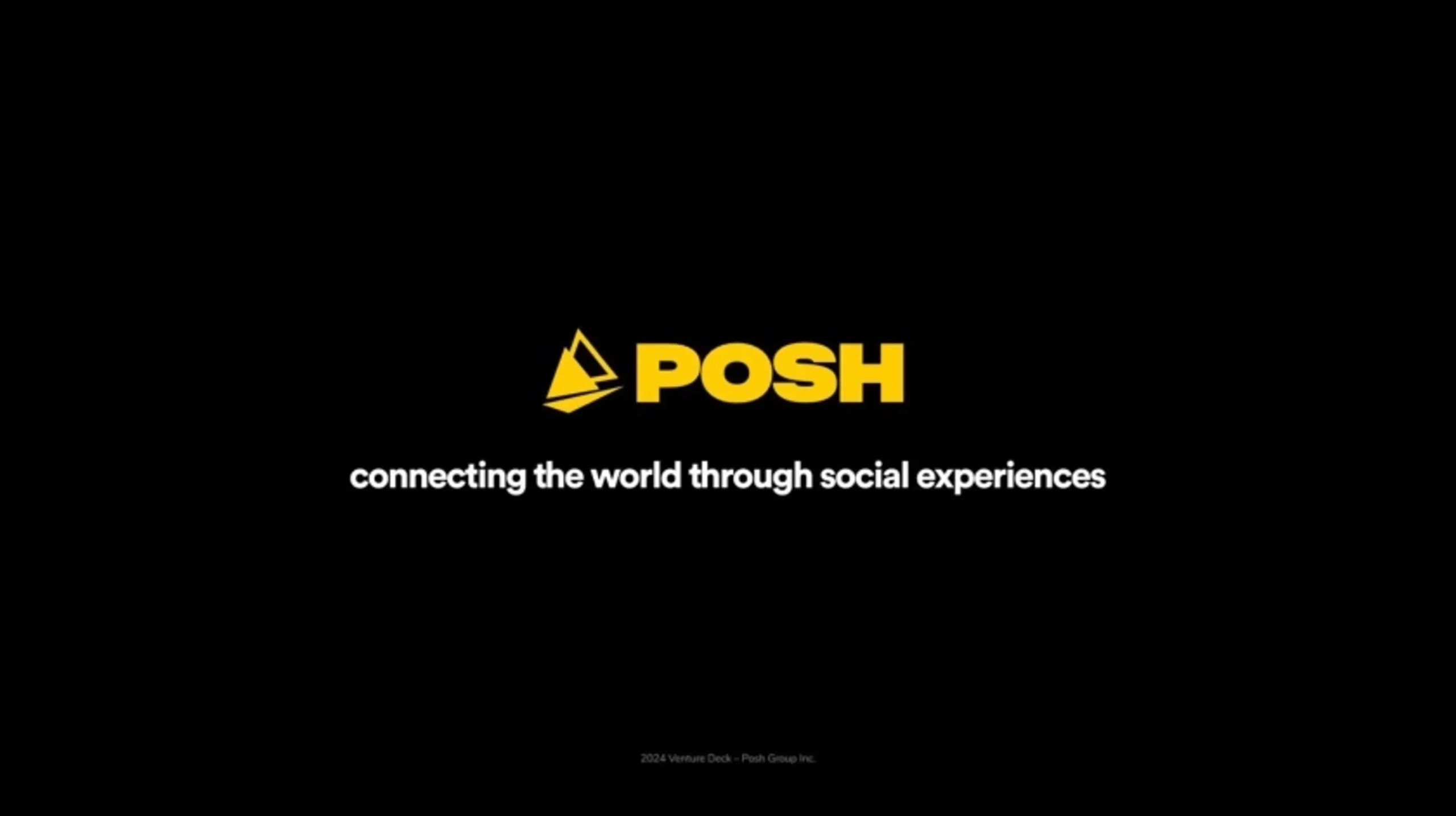 POSH logo with the tagline “connecting the world through social experiences” displayed on a black background.