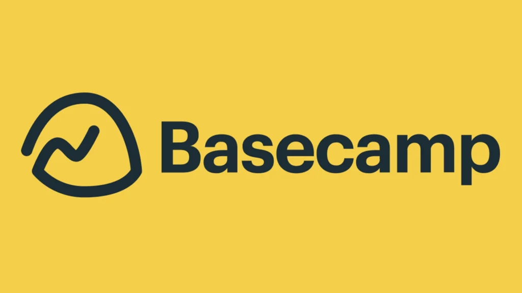 Basecamp Logo and Brand Identity – Tumisang Bogwasi Basecamp logo and wordmark displayed on a yellow background.